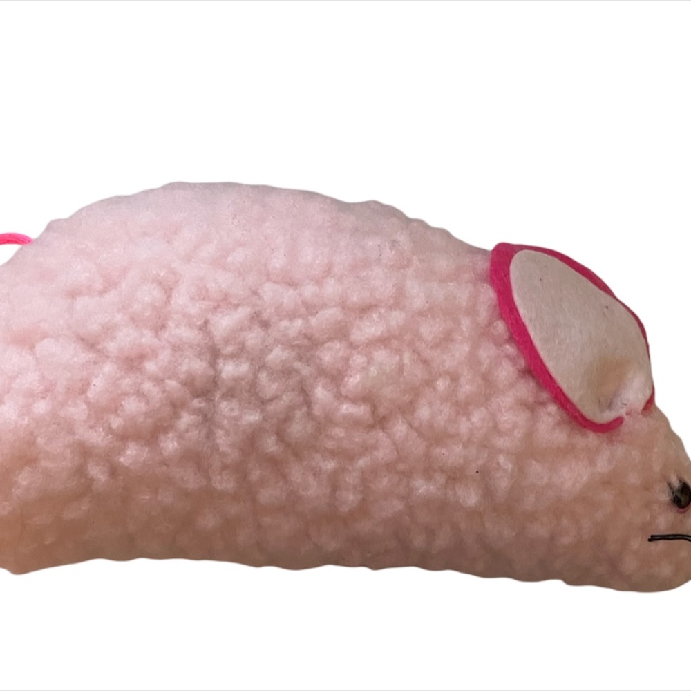 Vo-toys Fleece Pink Mouse Kicker Pounces Fuzzy 8" Cat Toy Bell Ultra Soft
